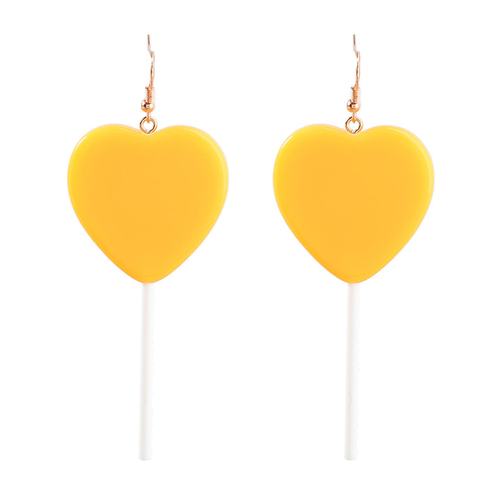 Heart Shaped Resin Lollipop Long Earrings