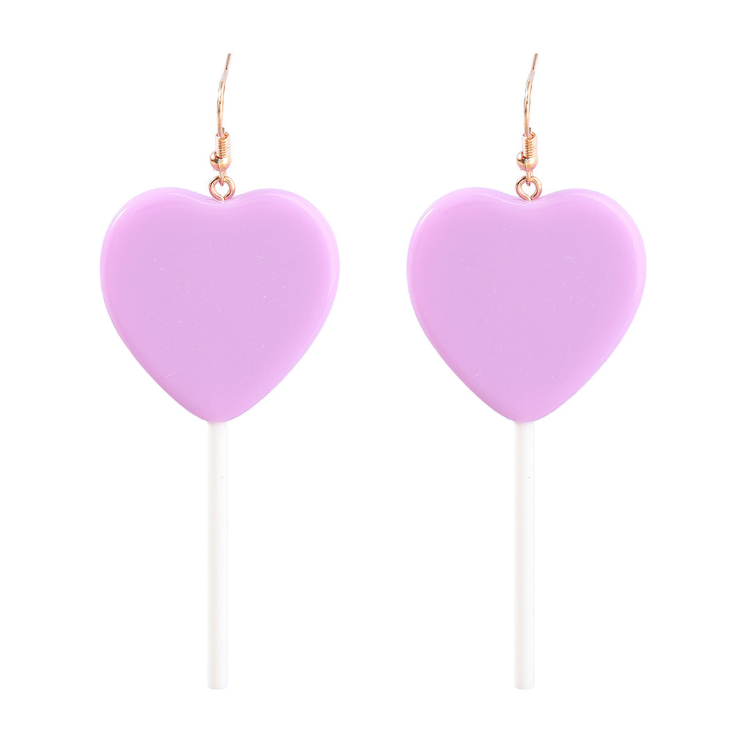 Heart Shaped Resin Lollipop Long Earrings