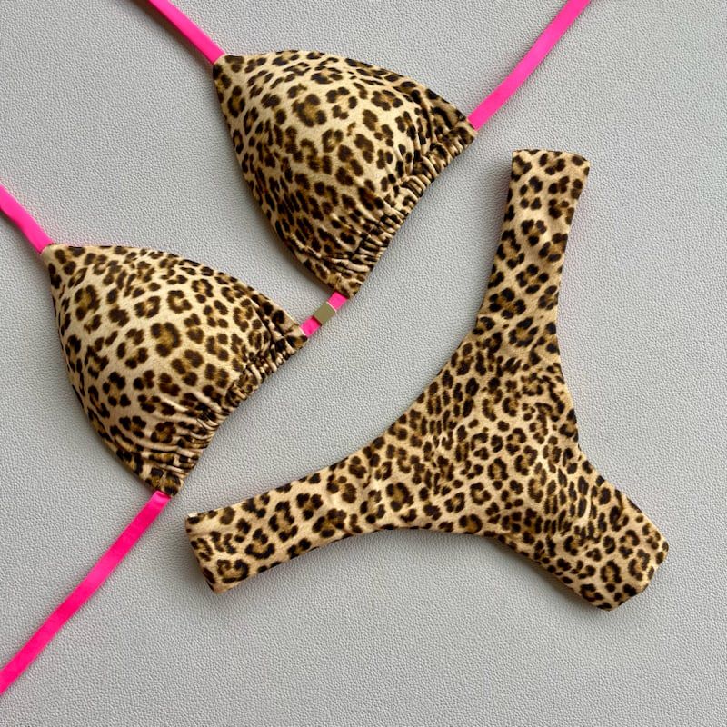 Leopard Color Contrast Fashion Bikini Set