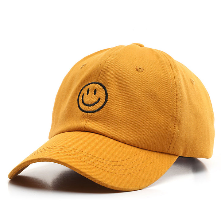 Smiley women soft top embroidery caps Korean casual hip-hop couple hats men's curved brim hats