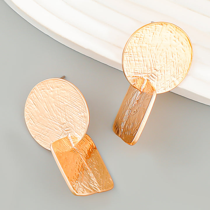 Round square exaggerated metallic earrings