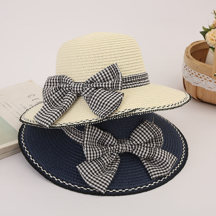 Houndstooth beach hat women's sun hat summer seaside sun hat