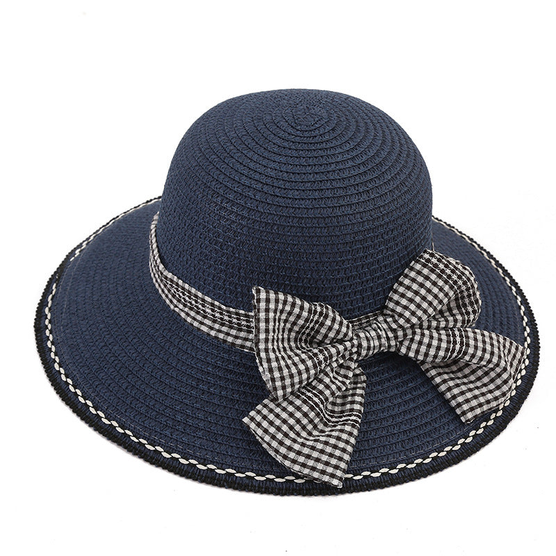 Houndstooth beach hat women's sun hat summer seaside sun hat