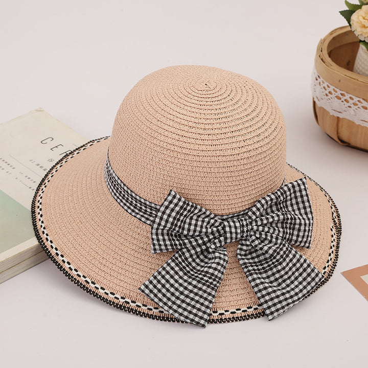 Houndstooth beach hat women's sun hat summer seaside sun hat