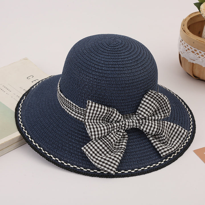 Houndstooth beach hat women's sun hat summer seaside sun hat