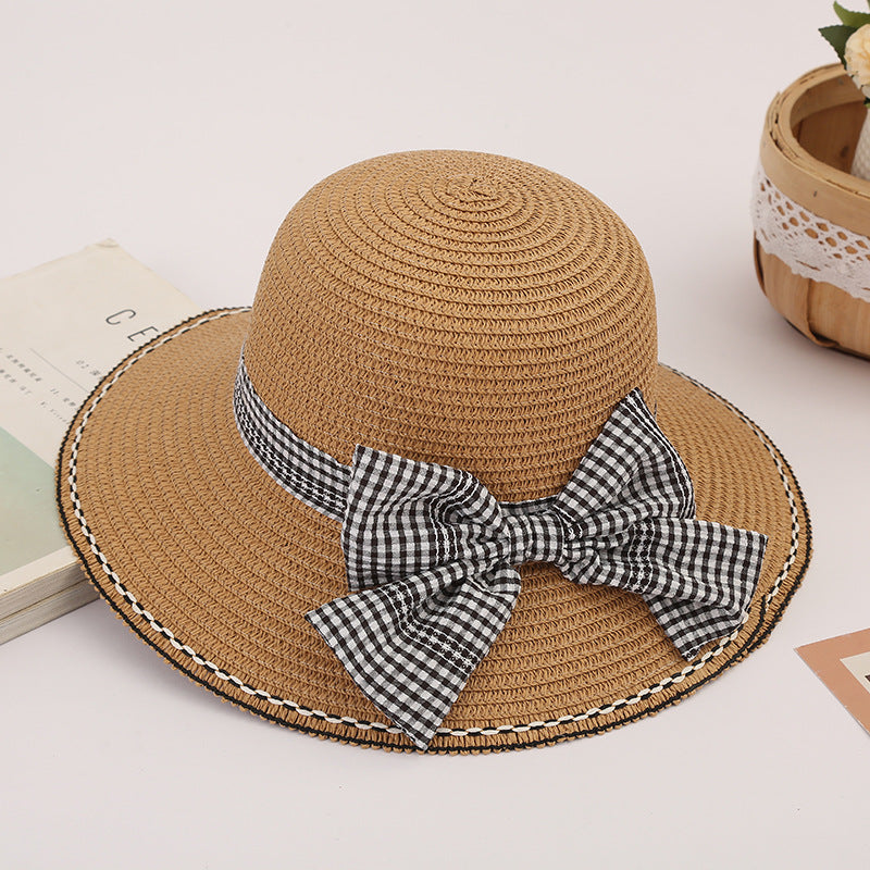 Houndstooth beach hat women's sun hat summer seaside sun hat